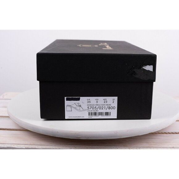 Massimo Dutti Womens Black Leather Buckled Sandals - Picture 8 of 8